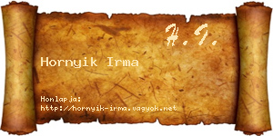 Hornyik Irma névjegykártya
